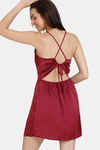 Zivame Paradise Garden Woven Above Knee Length Nightdress - Beet Red — thumbnail 3